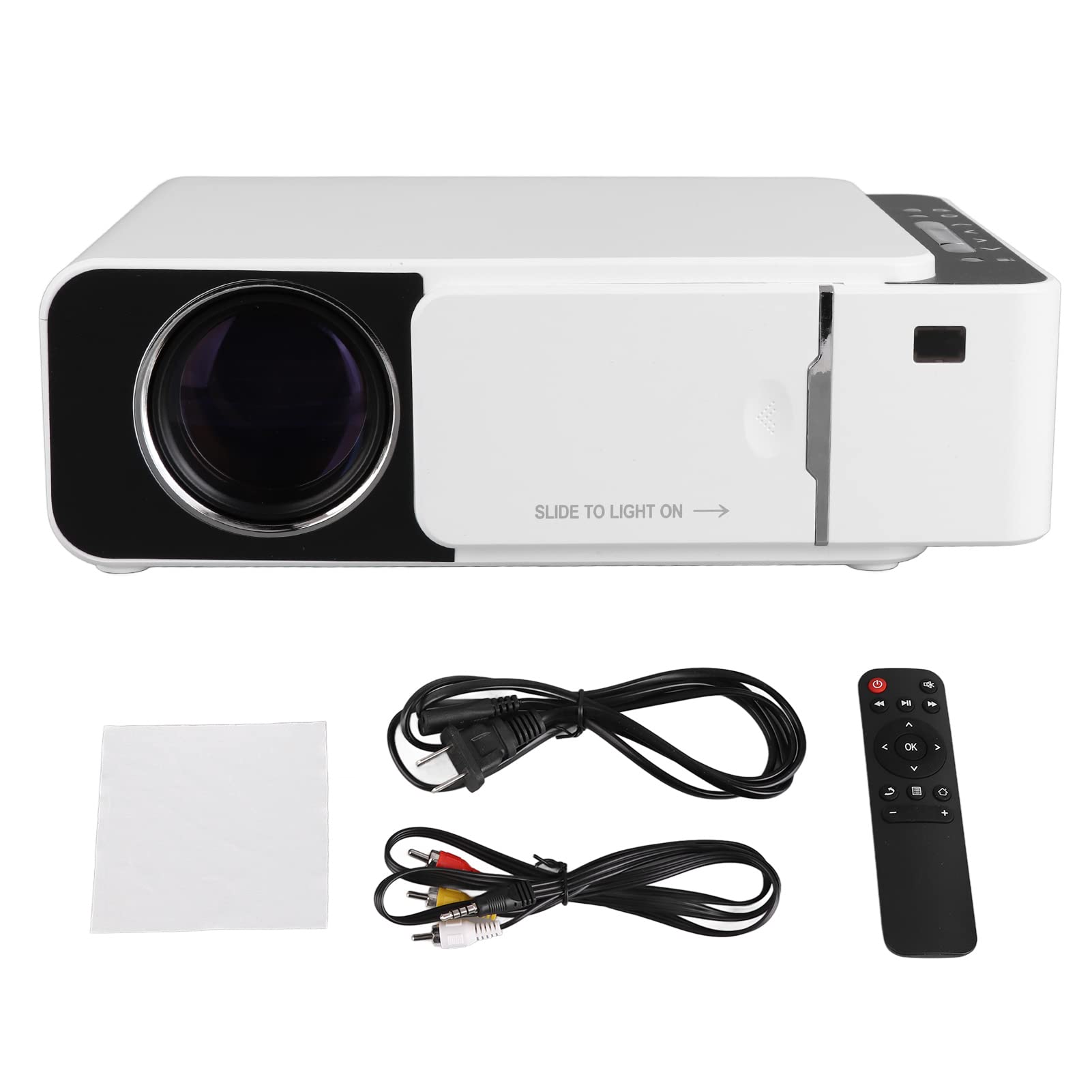 Projetor de cinema em casa, mini projetor T5 branco 1080p efeito