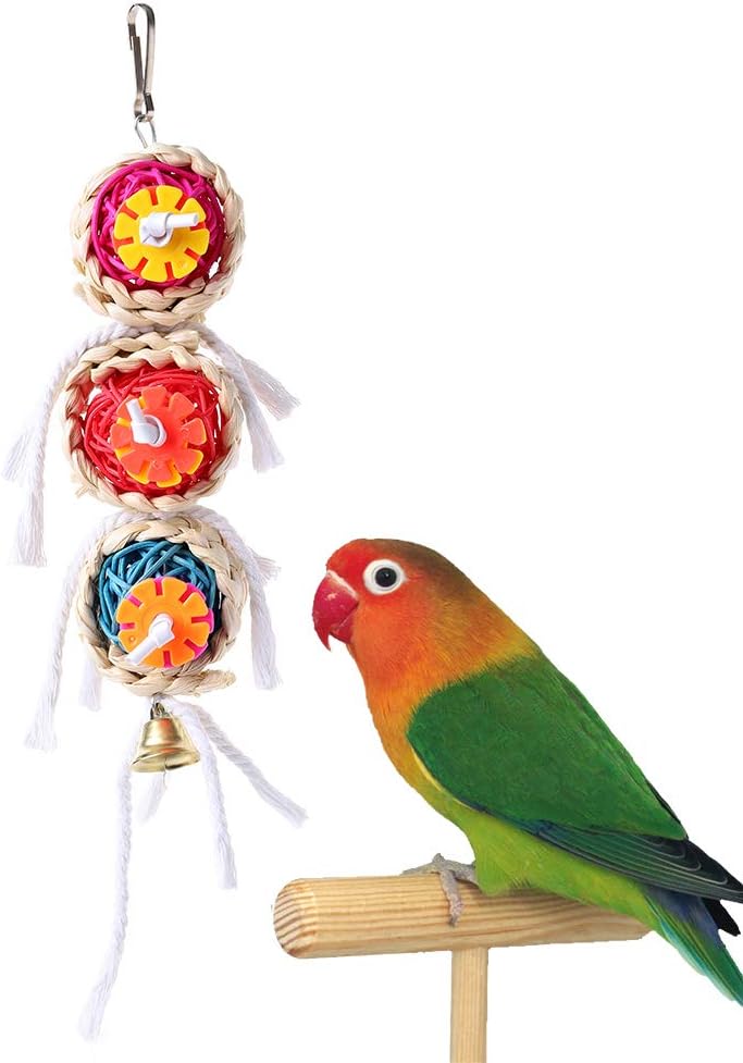 Dono Parrot Knots Blocks Chew Wooden Block Bite Toys Birds African Grey Pure Colorful Knots with Multiple for Small and Medium Parrots…