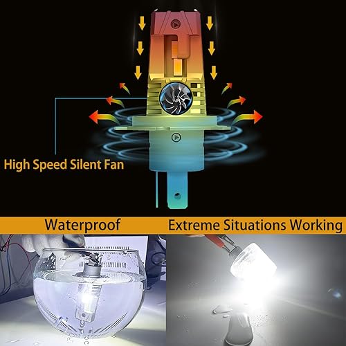 Miniatura 3 de H4 - Bombilla LED para faros delanteros de motocicleta HiLo Beam 9003 2500 lúmenes color blanco 6000 K chips CSP LED faros delanteros H4 diseño 11