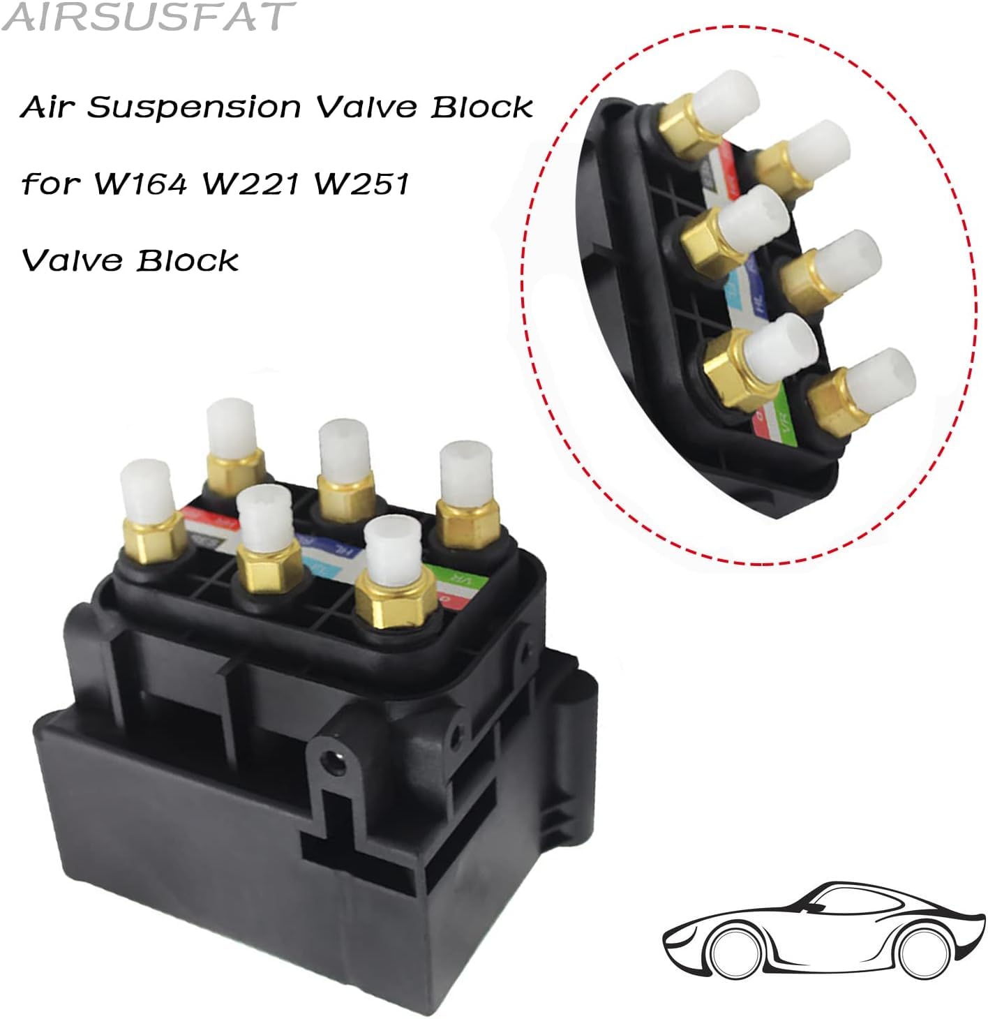 Luftfederung Kompressorventil Magnetblock Versorgung Steuergerät Luftversorgung Kompatibel mit 2006-2018 Mercedes Benz W164 W166 W221 W251 GL ML 2123200358 2513200058