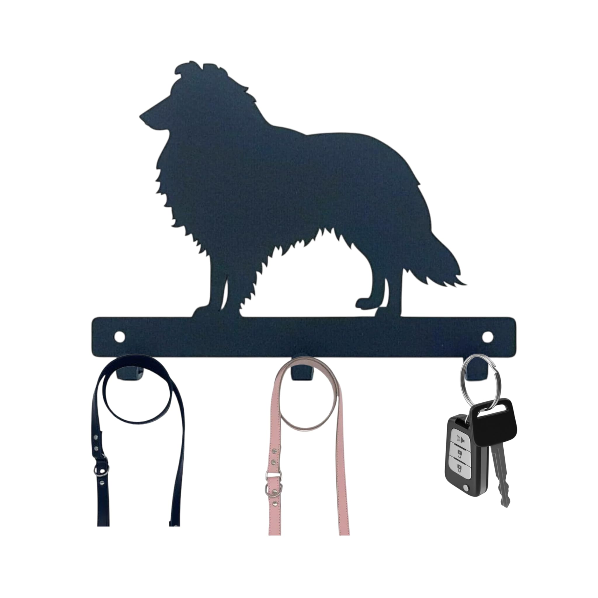 Sheltie Dog Lead Hanger | Metal Wall Hook | Powder Coated Finish | Fixings Included | Dog Leash Holder | Gift for Dog Lovers