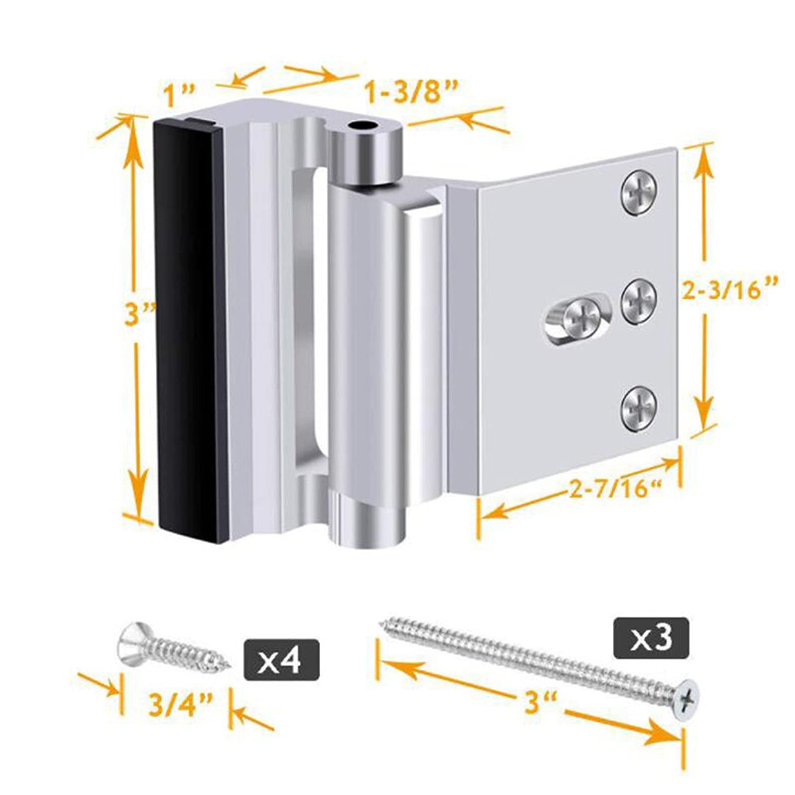 Aleación De Aluminio U Puerta Refuerzo Cerradura Defensor Seguridad Puerta Tapón Casero Niño A Prueba Tapón Cerradura De Seguridad(White)