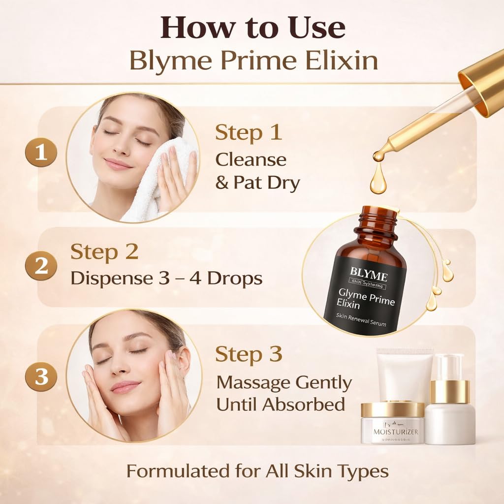 Blyme Prime Elixir Serum - Peptide + Hyaluronic Acid & Retinol, Skin Elasticity & Hydration, Non-Comedogenic Formula for Smooth Skin, 30ml