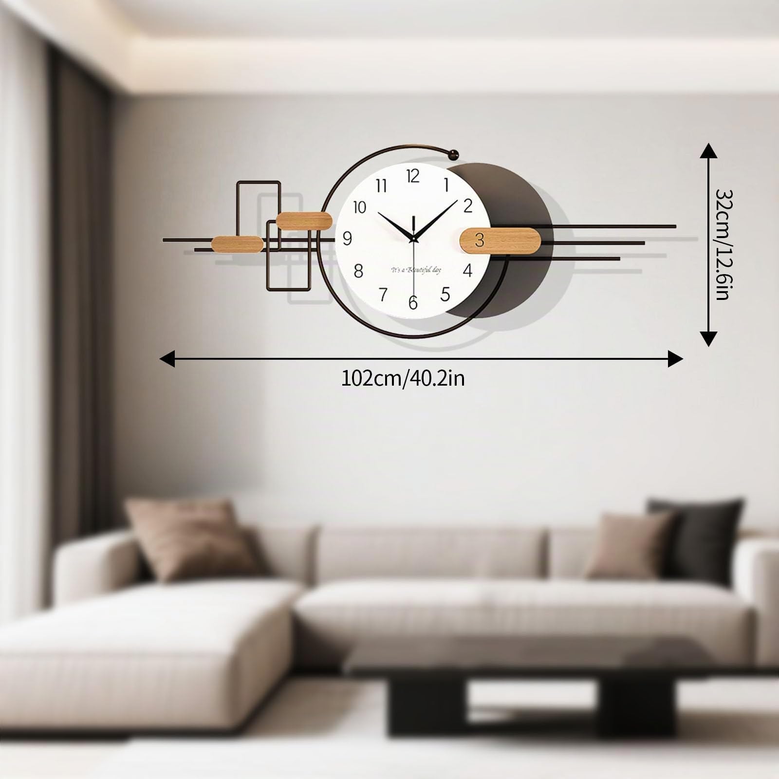 Wanduhr Groß XXL, Minimalistisch Modern Wanduhren, Stille Wanduhr Ohne Tickgeräusche für Wohnzimmer Schlafzimmer Küche Büro Haus