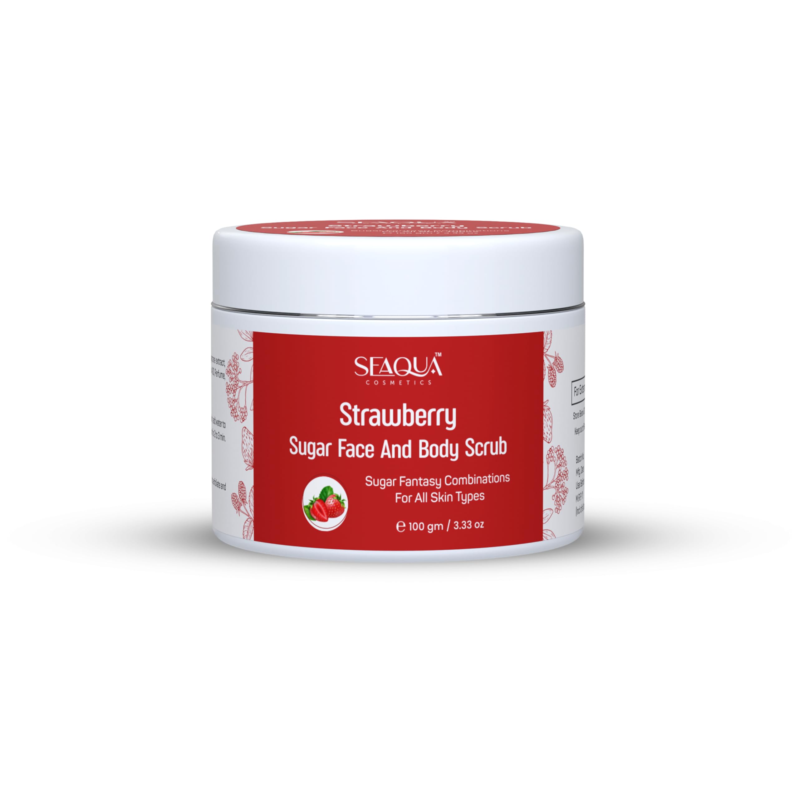 strawberry sugar face and body scrub for men and women | smoother and brighter scrub for remove dead skin cells and pores – 100gm