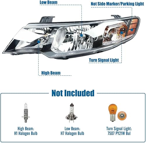 Miniatura 5 de Para 2010 2011 2012 2013 Kia Forte/Forte Koup EX LX SX lado izquierdo del conductor halógeno faro delantero reemplazo negro carcasa transparente