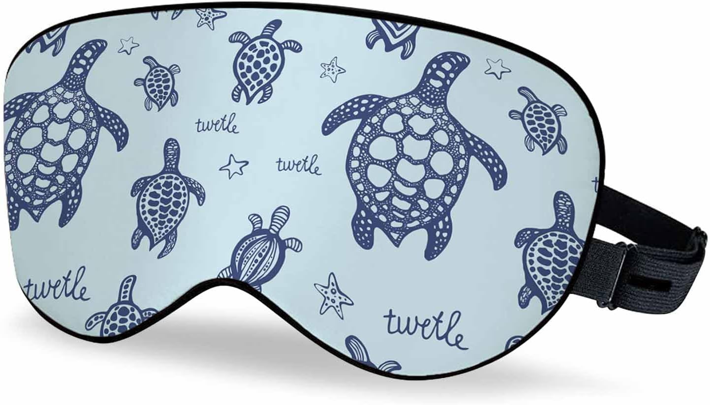 Turtle Sleep Eye Mask Abstract Ocean Sea Fish Men Women Sleep Mask with Adjustable Strap Eye Cover Eye Shade for Travel, Nap,Meditation