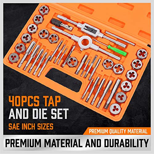 Horusdy 40-Piece Sae Tap And Die Set, Inch Sizes For Coarse And Fine Threads Tool With Storage Case #TOP2
