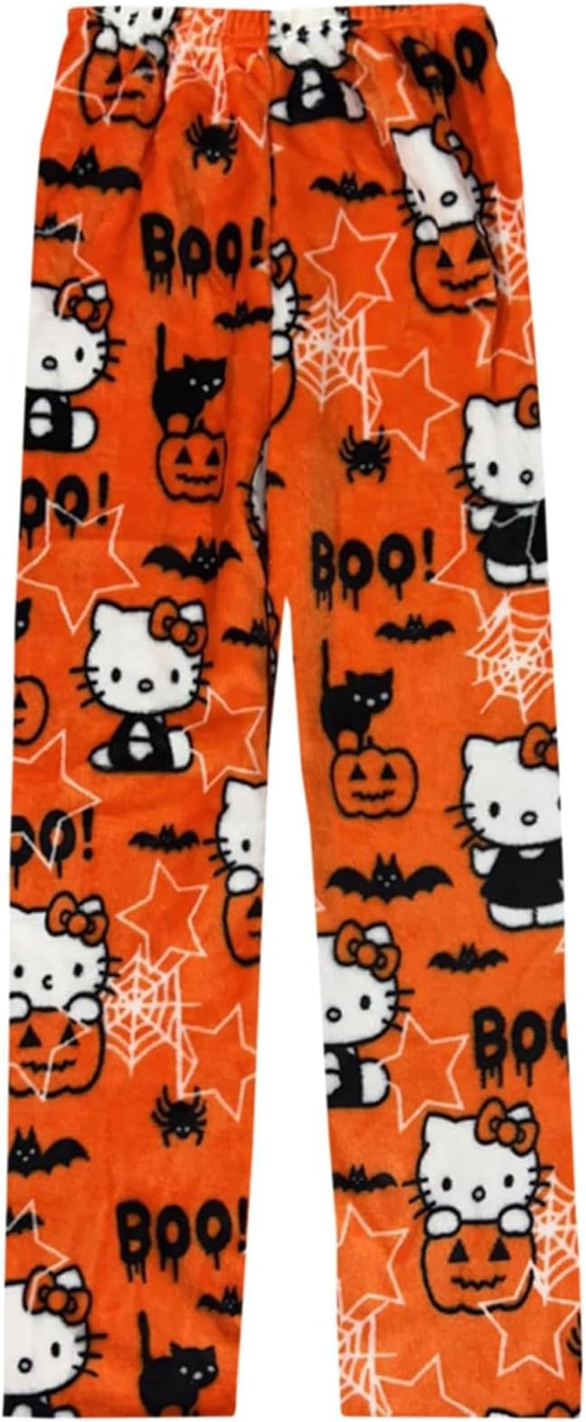 Kawaii Halloween Pajamas Pants Halloween Cat Pajamas Flannel Sleep Pajama Pants Cartoon Anime Pajama for Women Men