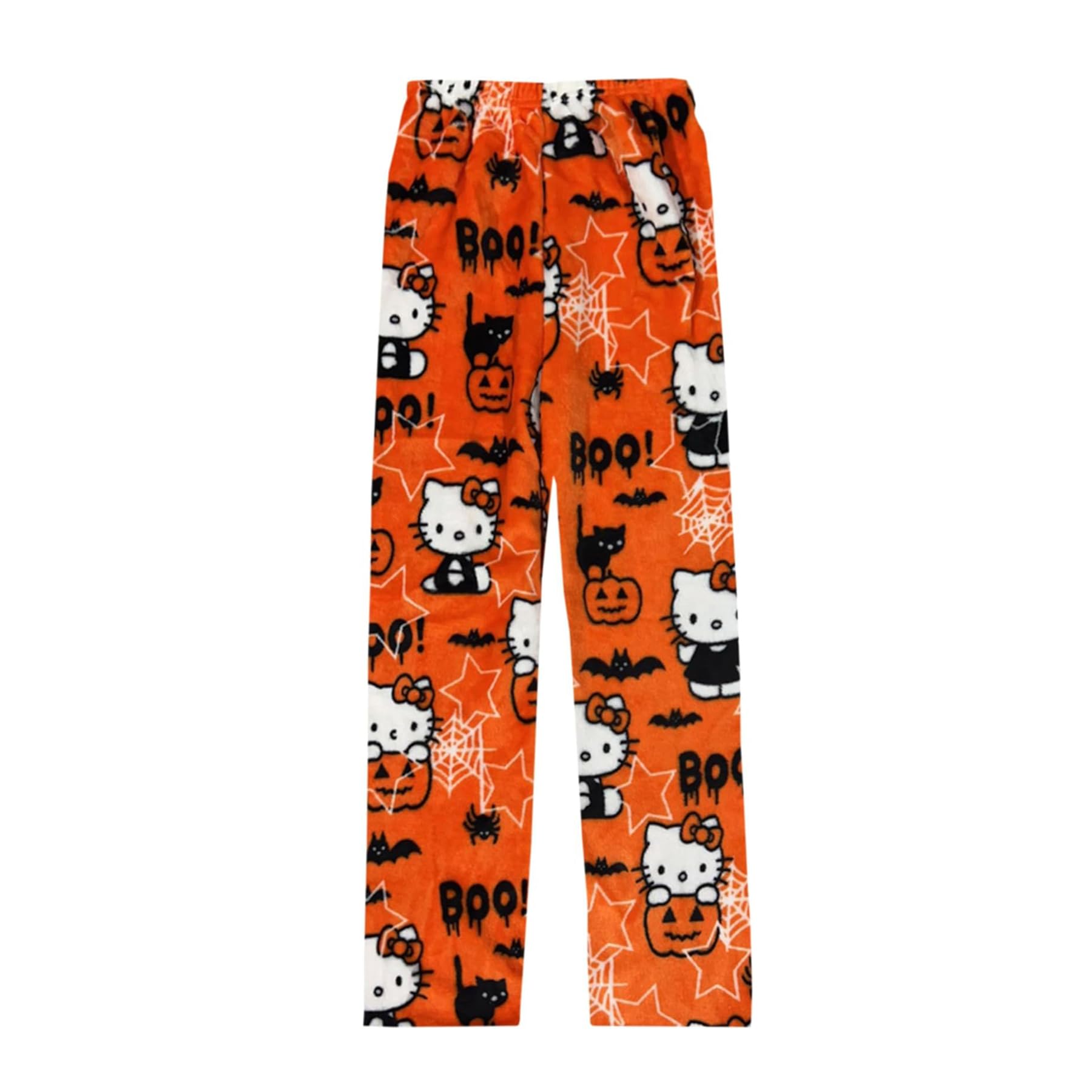 Kawaii Halloween Pajamas Pants Halloween Cat Pajamas Flannel Sleep Pajama Pants Cartoon Anime Pajama for Women Men