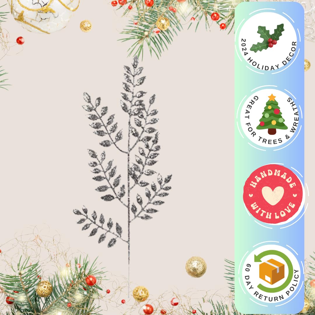 Silver Glitter Ash Leaf Spray by Larksilk – 17
