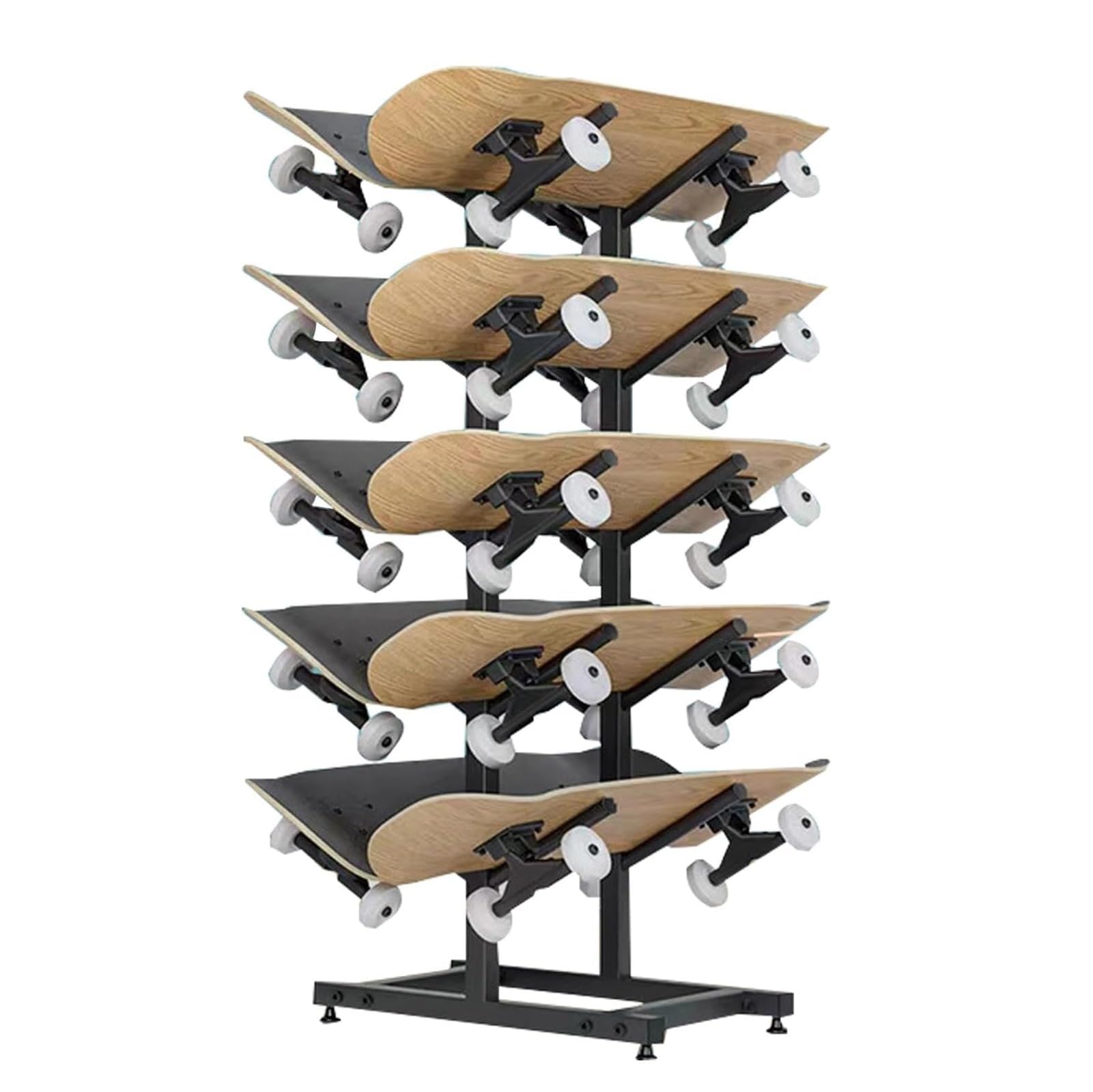 Home Gym Organize Holder 5-Tiers Snowboard Display Rack,Standing Metal Snowboard Storage Rack, Floor Display Stand for Garage/Shop(110x50x30cm)