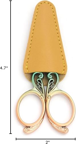 Miniatura 8 de Tijeras de bordado de costura, pequeñas tijeras de punta afilada vintage para manualidades, obras de arte, herramienta de bricolaje (dorado verde