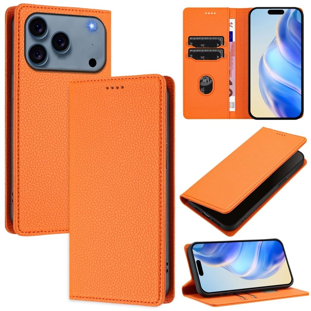 Étui iPhone 16e orange, le portefeuille en cuir idéal pour vos déplacements - 8