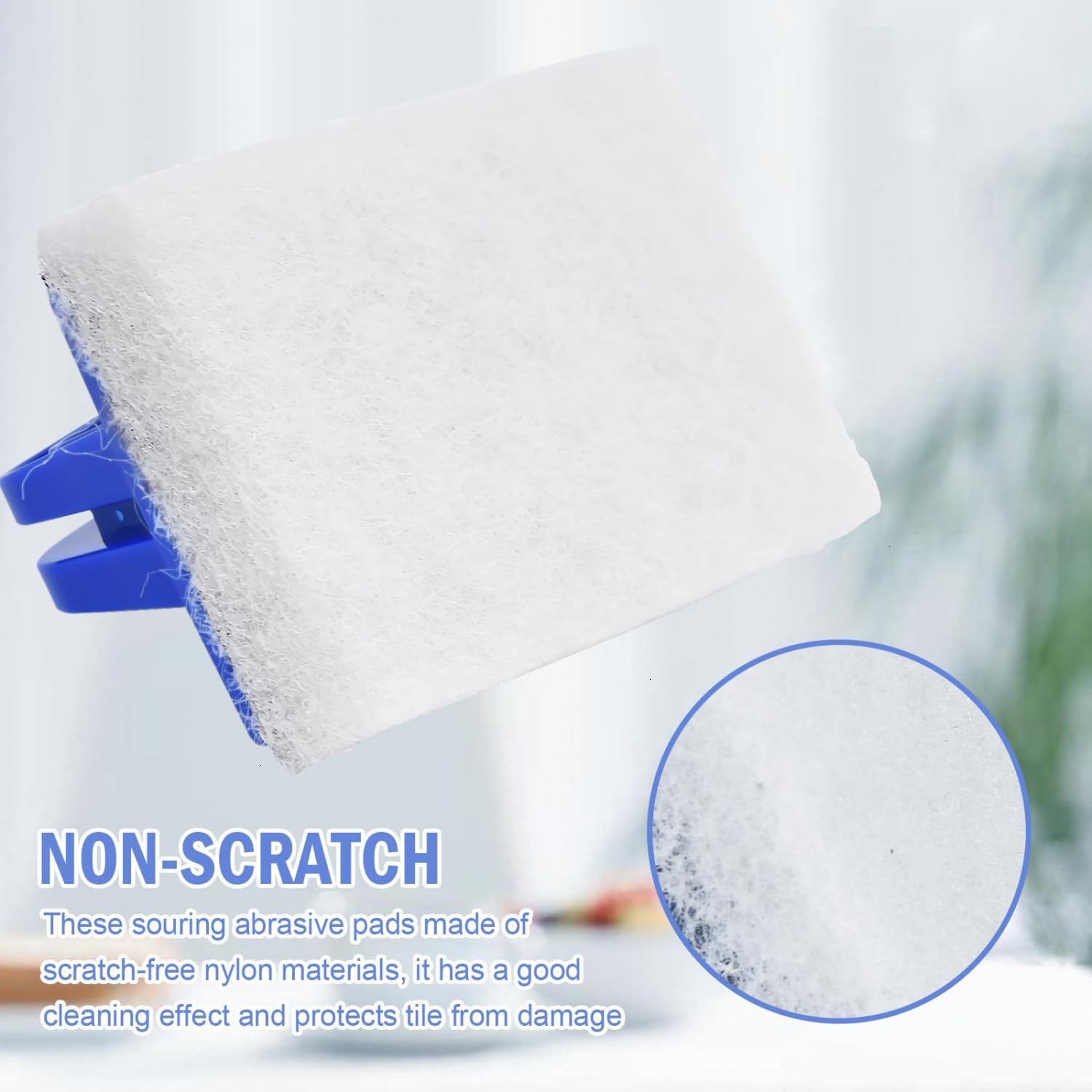 YoleShy Shower Scrubber Non-Scratch Bathtub Scrubber Heavy Duty Scrub Pad with Handle for Bathroom Tile Bathtubs Shower Tile Sink Pool Tile Spas (Blue) image 5
