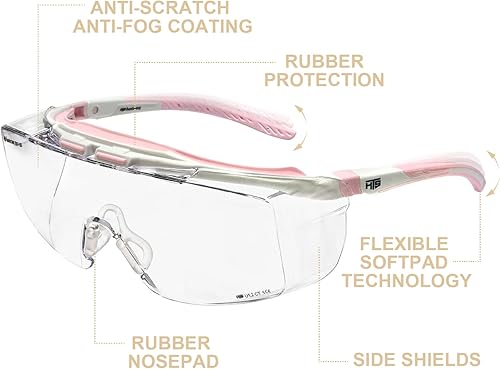 Miniatura 3 de Anteojos de seguridad de laboratorio anti niebla ANSI Z87 sobre anteojos, 100% protección UV.