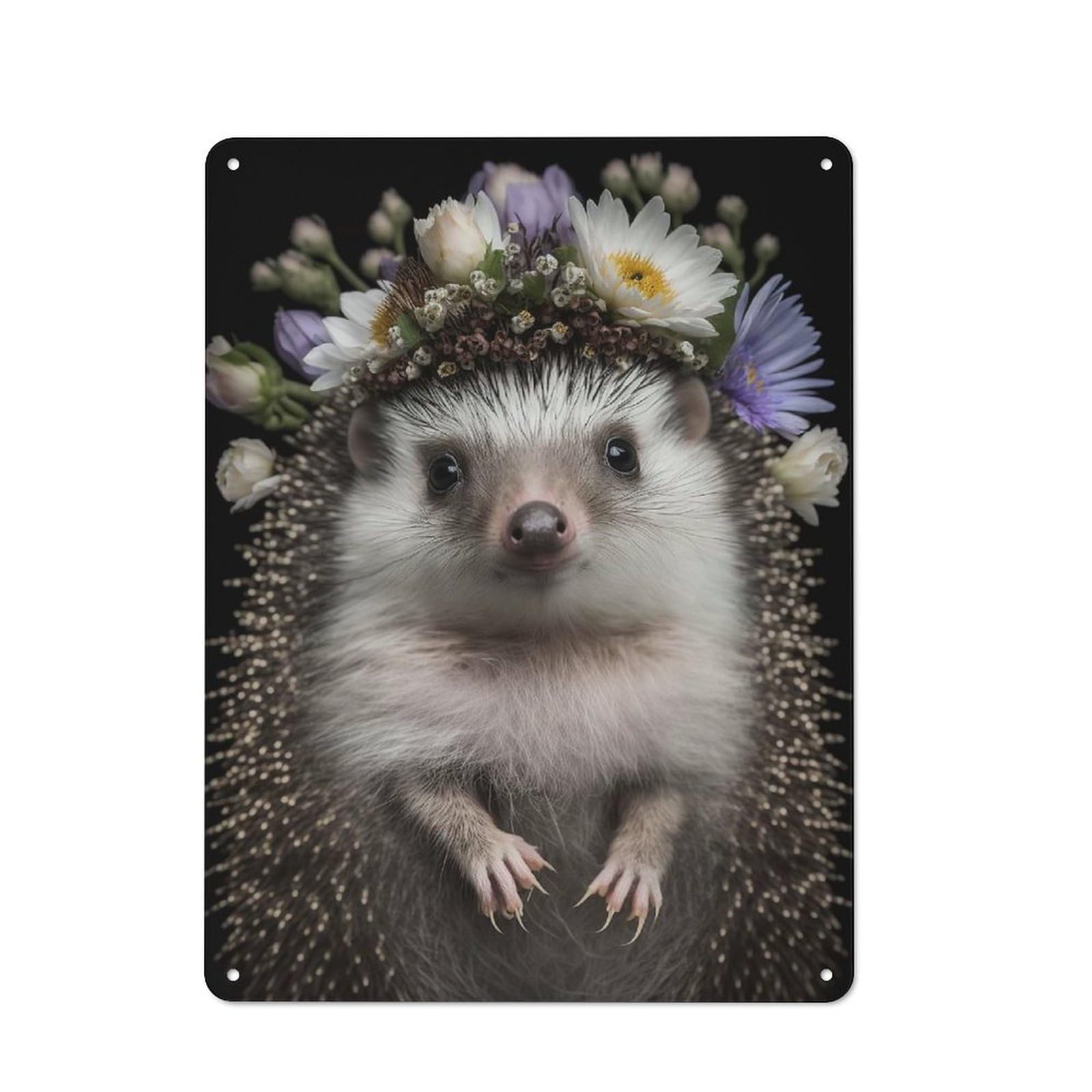 Junmoney Baby Fluffy Hedgehog Vintage Metal Wall Sign 40X30cm For Café Or Restaurant, For Metal Sign Collectors, For Garage And Workshop Walls