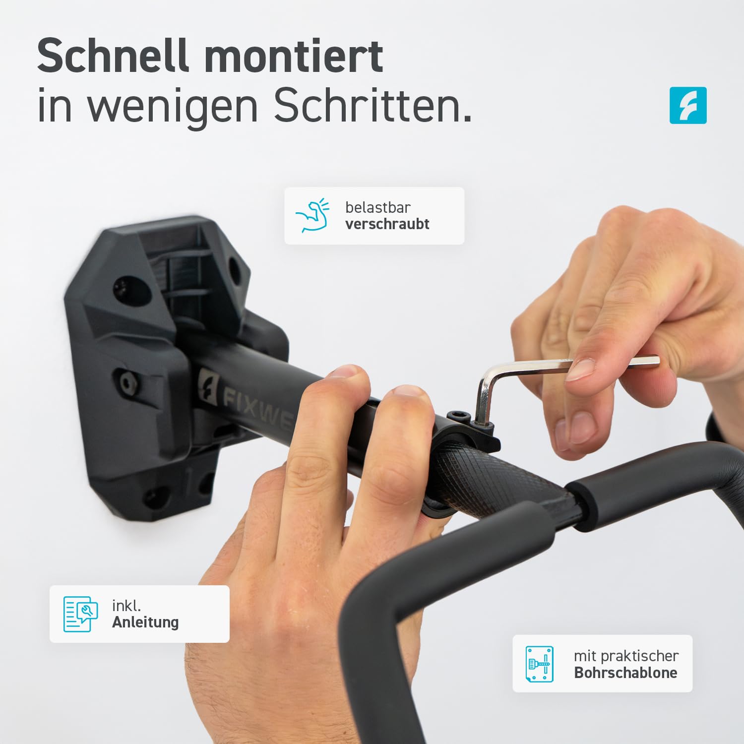 Fahrrad Wandhalterung inkl. fischer-Dübel | extra stark 30 kg Tragkraft | drehbar klappbar verstellbar | gehärtetes Nylon Wandstück | weiche Schaumstoff-Polsterung | für Rennrad, MTB, E-Bike