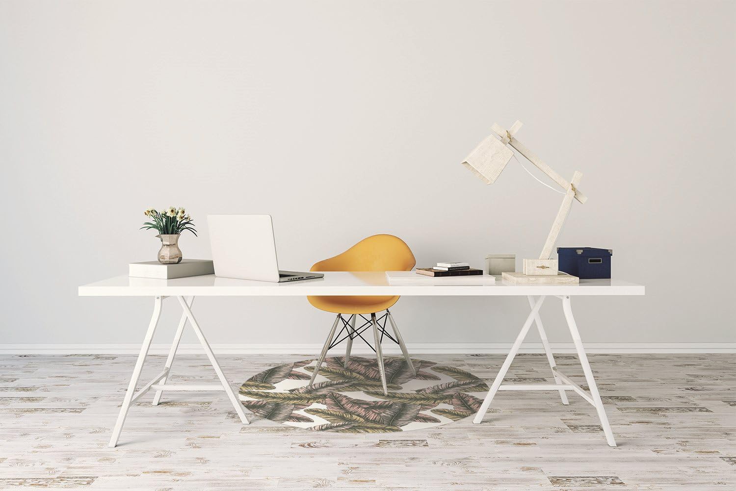 Tappetino per Sedia ø100 cm Rotondo per Ufficio a Casa Antiscivolo Protezione di Pavimenti Resistente ai Danni PVC Vinile Facile da Pulire Impermeabile - foglie di banano