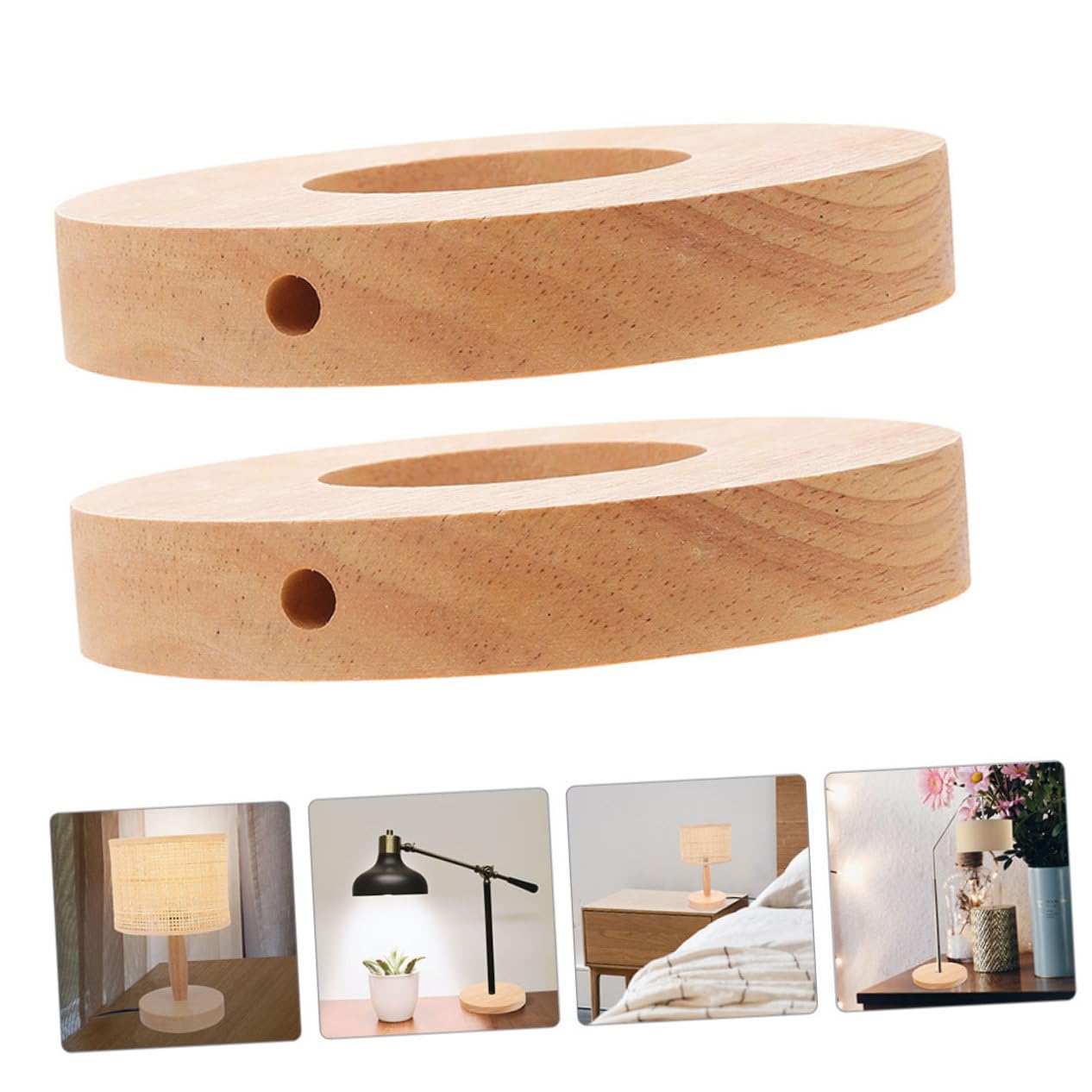 Uonlytech Pieds De Lampe En Bois Massif 3 Pièces Bases De Lampe De Table Rondes Pour De Nuit Accessoires Pour Salon Chambre Bureau