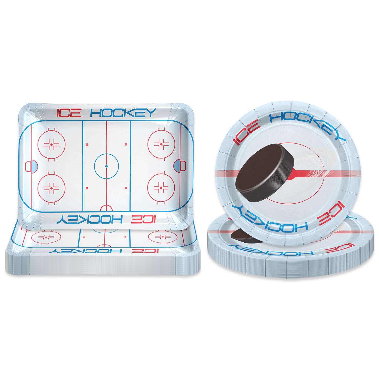 Hegbolke Hockey Decoration Party Supplies - 40 Pcs 9" Plates Hockey Party Supplies Kit for Ice Hockey Birthday Party Kid's Hockey Fans Birthday Gameday