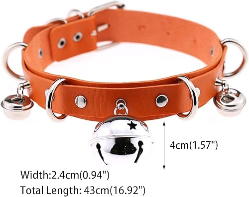 Miniatura 2 de Multicolor PU Simulated Leather Black-tone Silver-tone 4cm Large Bell Rivets Neckband Choker Necklace
