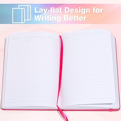 Miniatura 5 de Paquete de 8 cuadernos rayados, cuadernos de tapa dura para escribir 240 páginas, 8.3 x 5.5 pulgadas, cuadernos clásicos con rayas universitarias