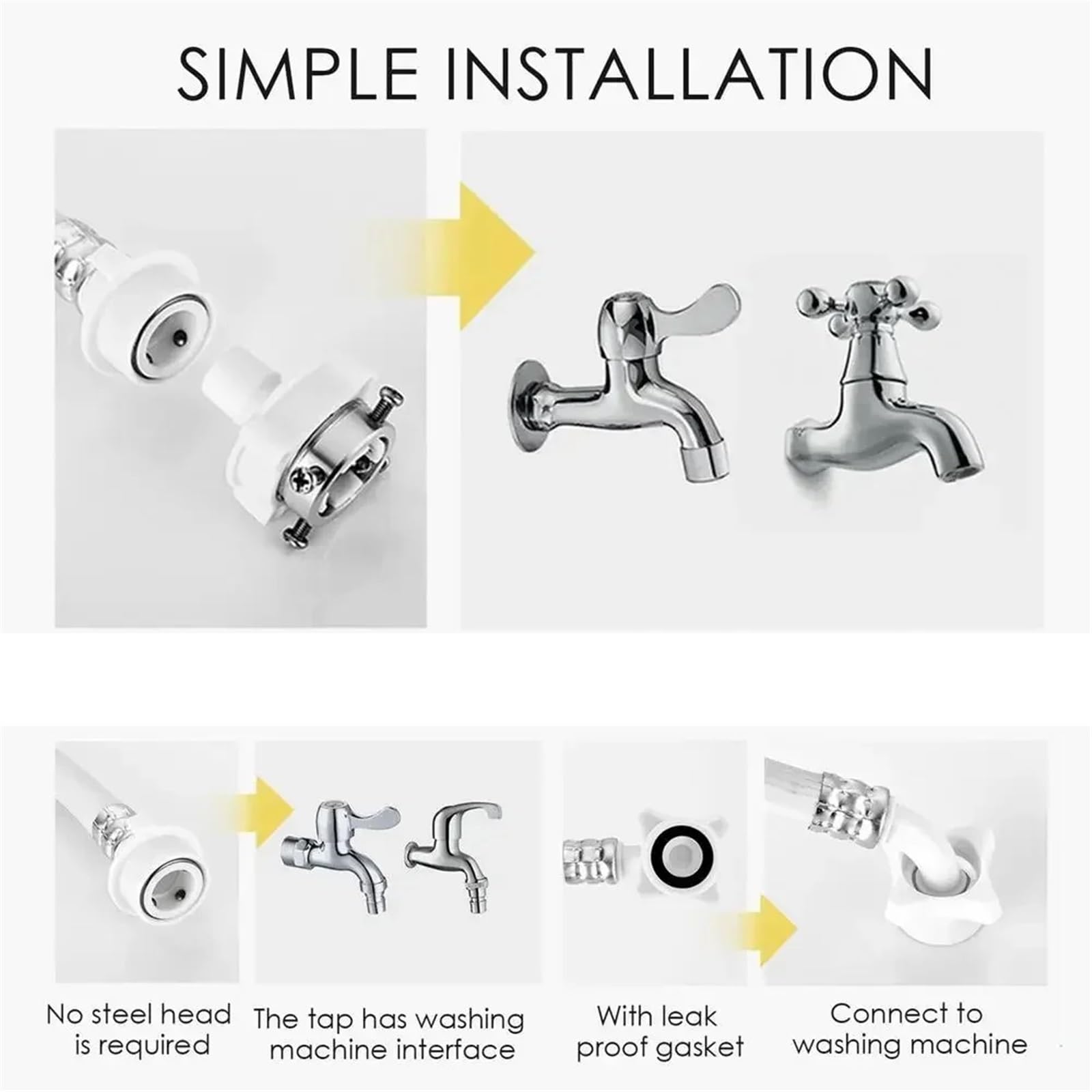 Manguera de desagüe para lavadora Extensión de manguera drenaje for lavadora, entrada agua con rosca 4 puntos, 1 m-3 m, color blanco(2m)