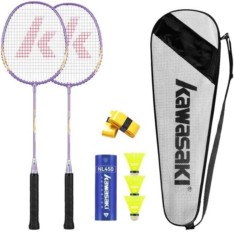 Kawasaki Badminton Set with 2 Badminton Rackets, 3 Shuttlecocks, and Carrying Bag