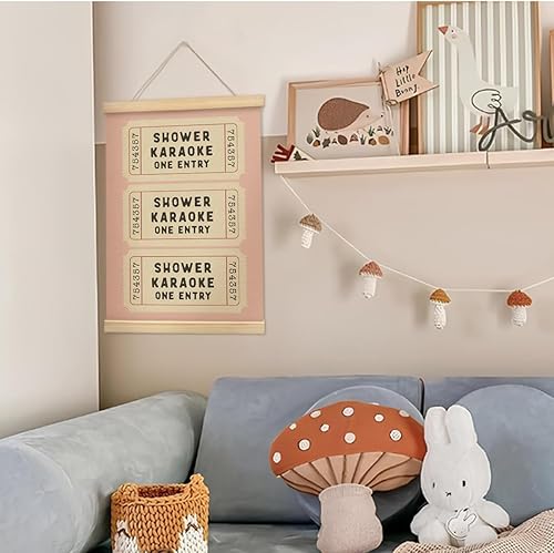 Miniatura 3 de Wheatwin Decoración de pared de baño para ducha y baño, colgador de póster de madera, decoración de baño rosa estética moderna para dormitorio,