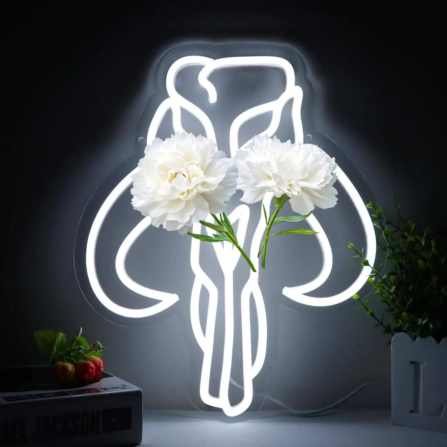 Pinlangdou Space Skull Neon Sign USB Wall Decor for Gaming Room