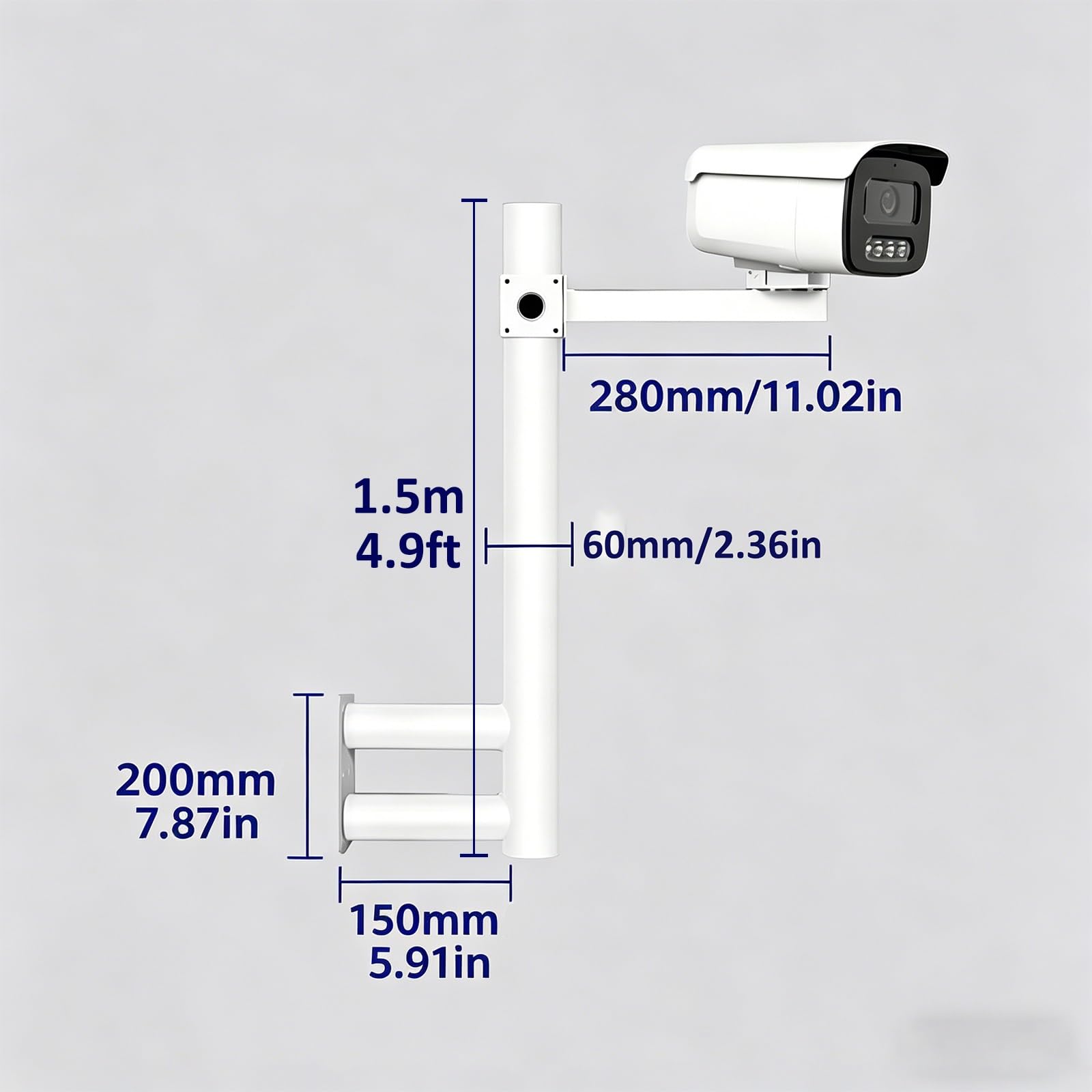 Generisch Diese Wandhalterung aus Metall für Überwachungskameras, Langer Arm für CCTV- und IP-Kameras, perfekt für die Außenüberwachung, wetterfest und langlebig (1,5 m / 4,92 ft).