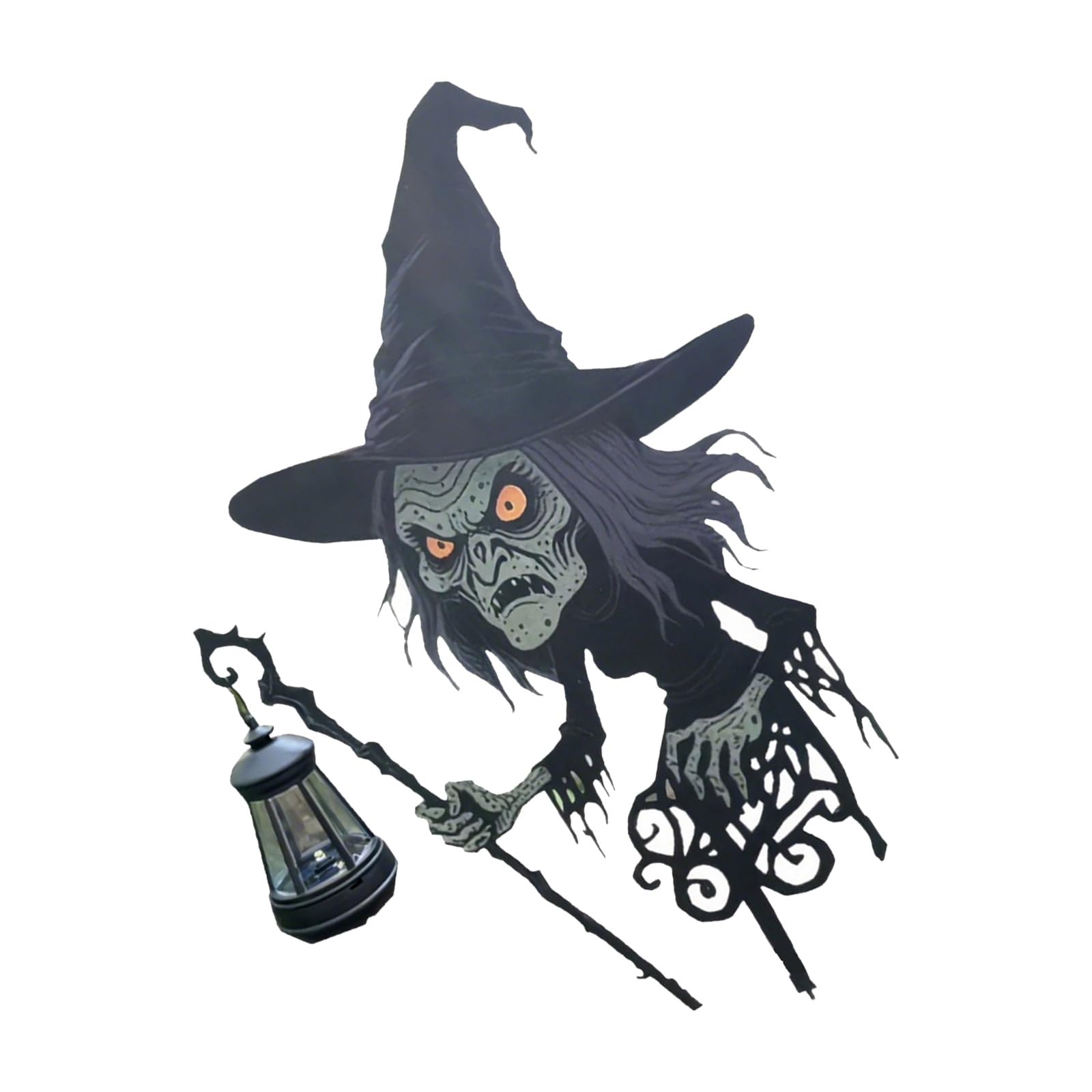 Nucelit Easyly Install Witches Themed Halloweens Iron Ground Stake with LED for Outdoor Use and Night Event Iron Witches LED Yard Ornaments