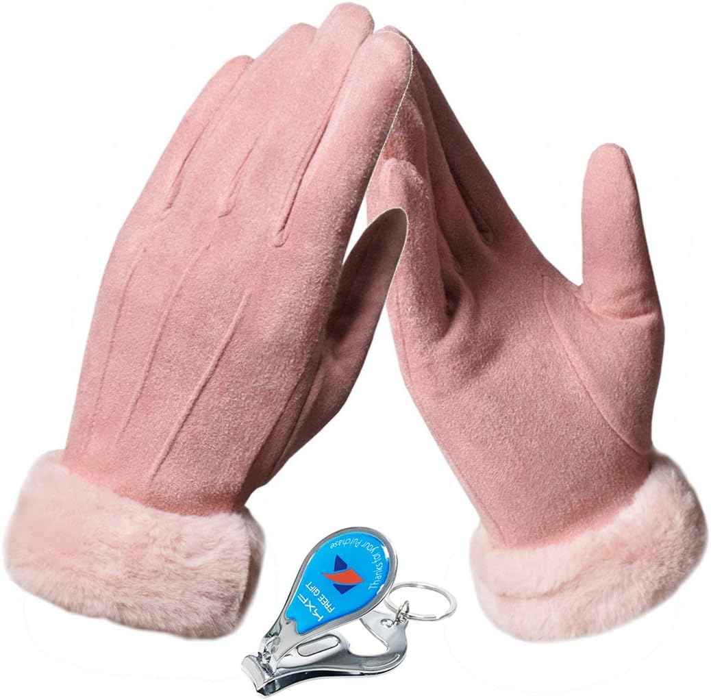 Womens Winter Warm Touch Screen Gloves Fleece Lined Windproof Soft Suede Mittens for Dressing Driving Running Skiing Cycling Camping etc