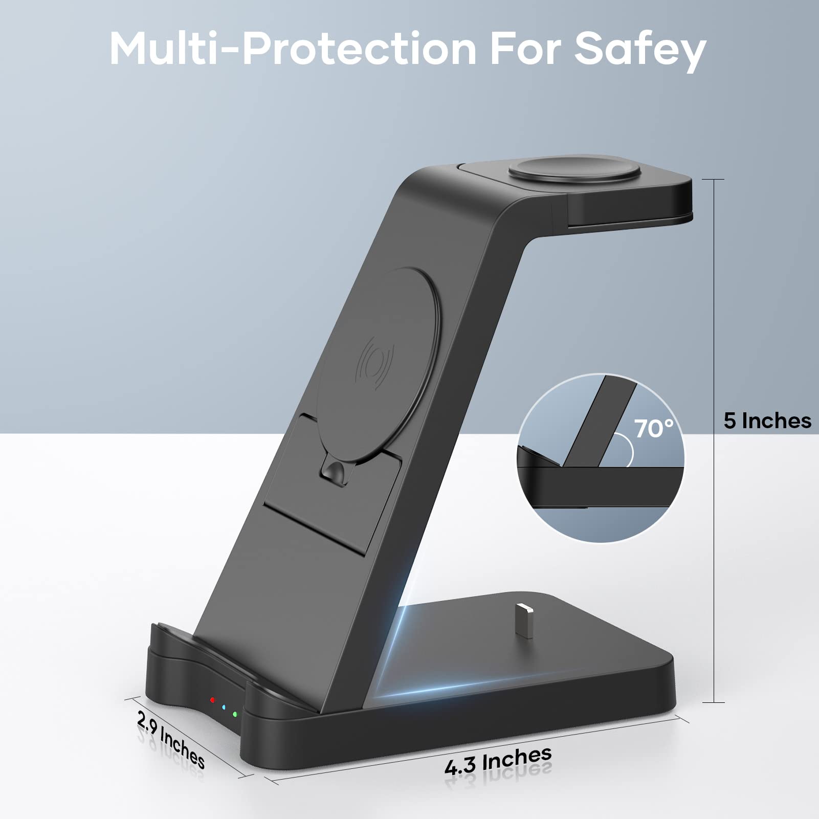 3 in 1 Caricatore Wireless- Caricabatterie Induttivo Wireless per Apple Watch e iPhone 14 13 12 11 Pro Max/XS/XR/X/8+, Ricarica Wireless iWatch Ultra 8 7 6 5 4 3 2 SE, AirPods Pro/3/2/1