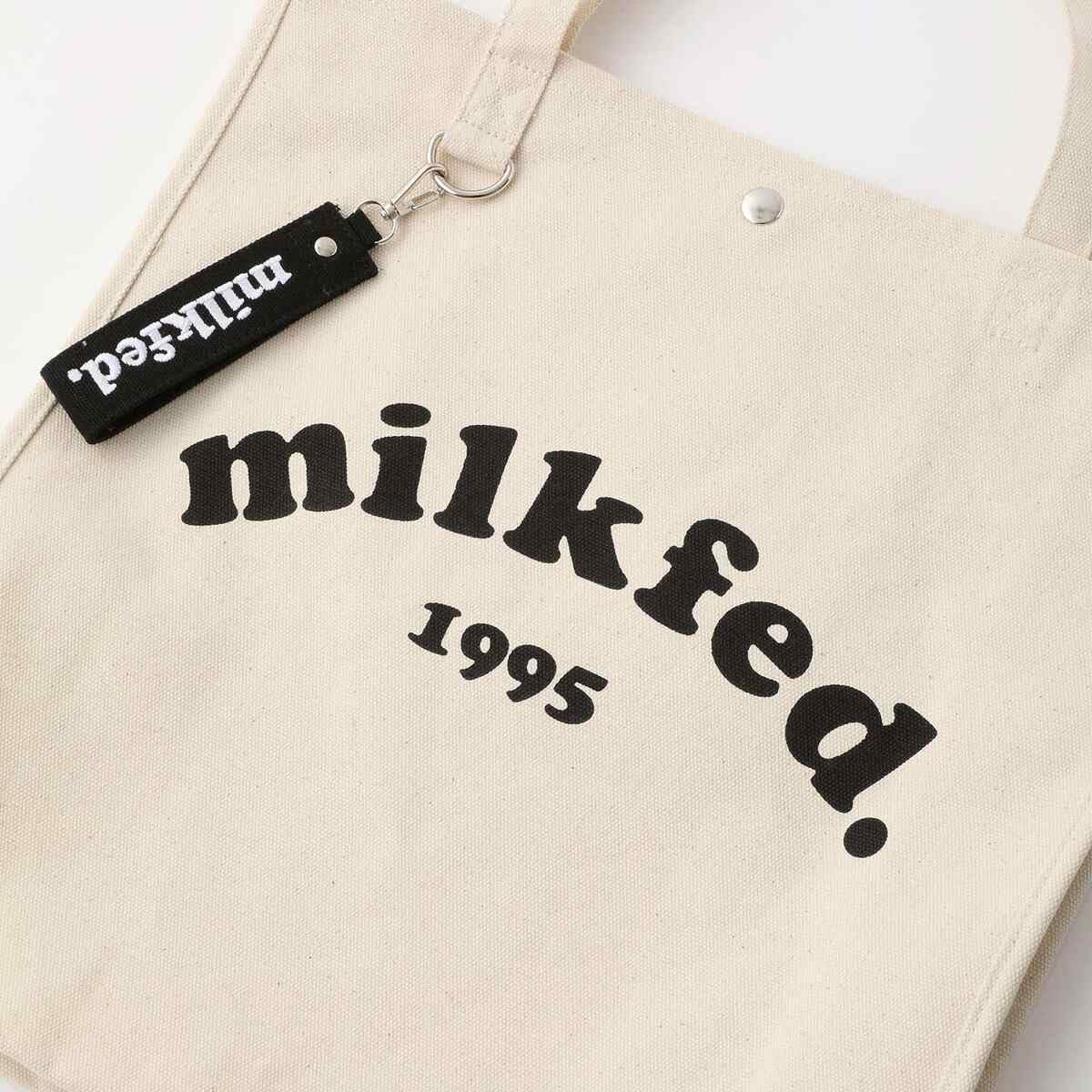 Milkfed 103212053011 Women's PIPING Square Tote Cooper LOGO Bag, White