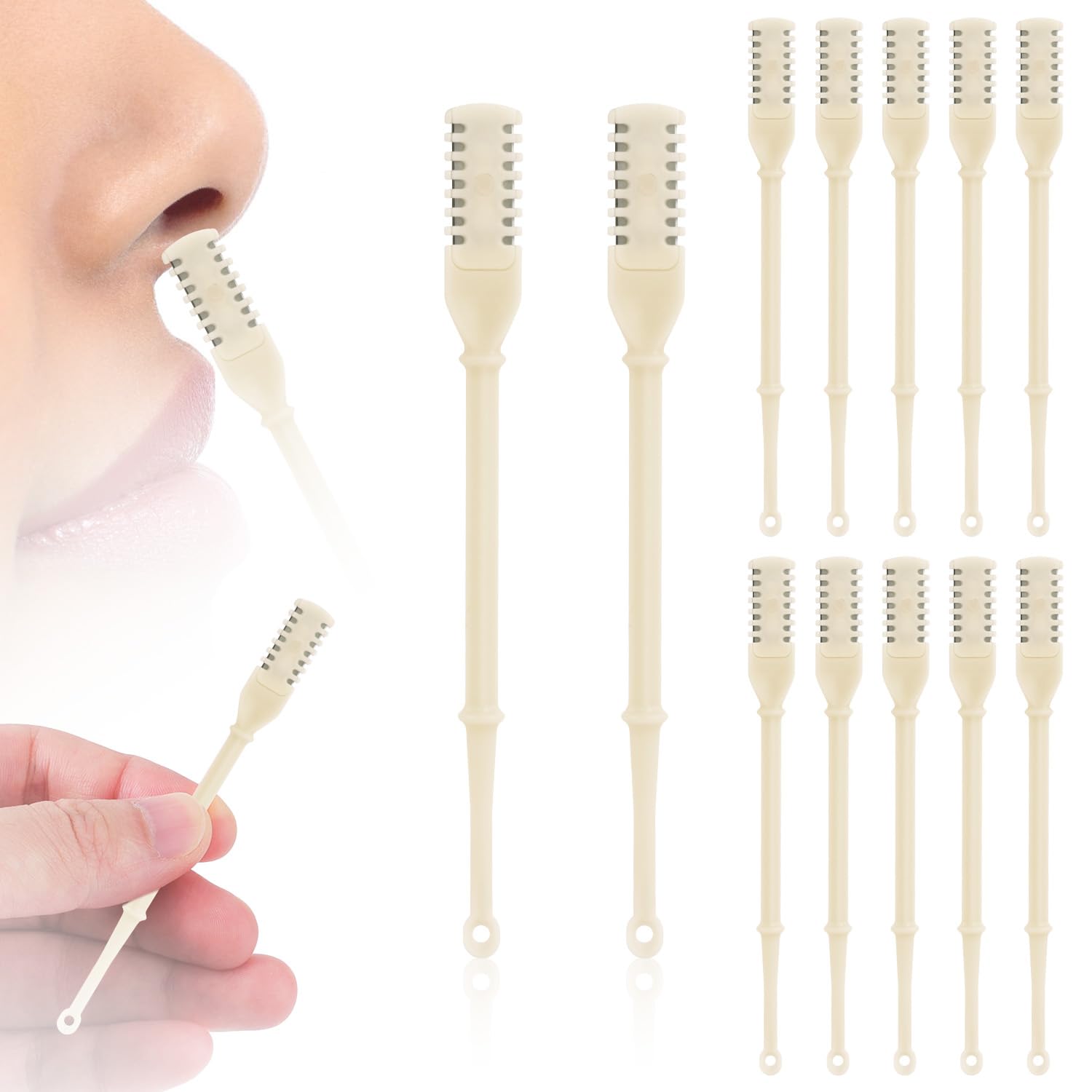 12pcs 2 in 1 Nasal Hair Cutter 360 Rotating Nose Hair Trimmer for Men Women Double Sided Nose