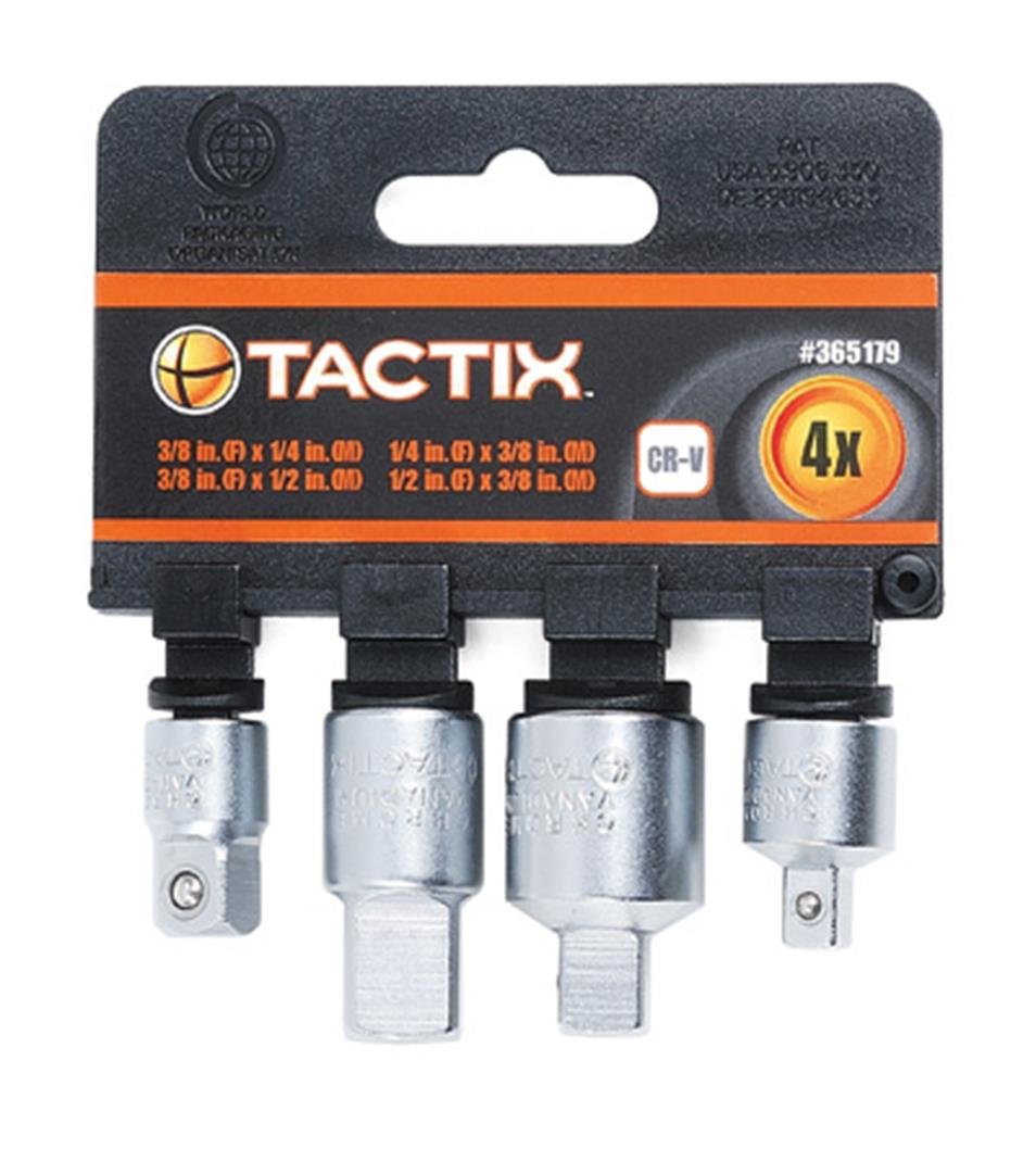 Tactix365179 Socket Adapter Set, Black/Orange, 4-Piece