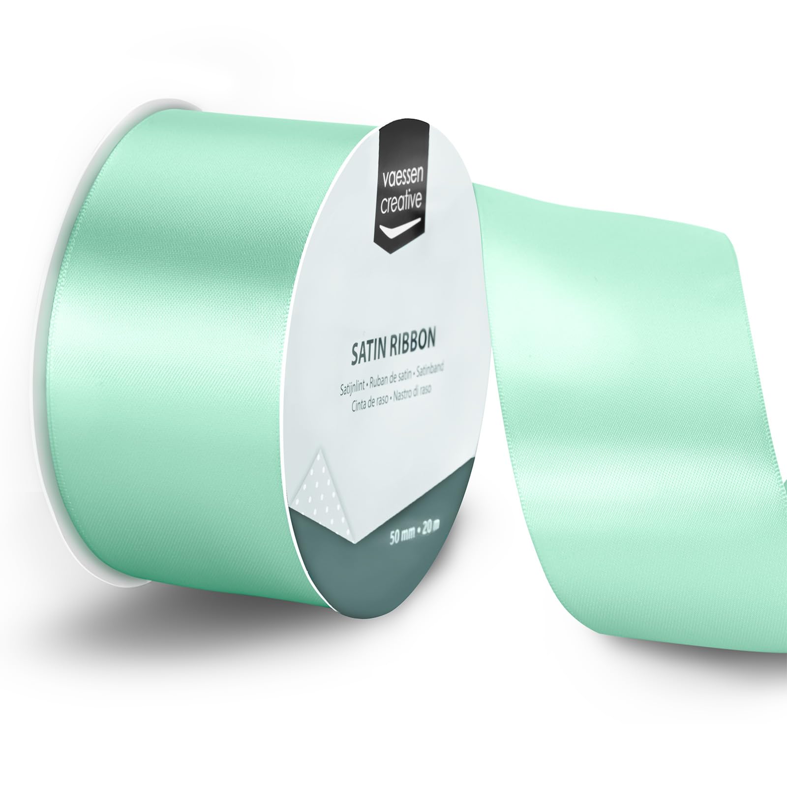 Vaessen Creative Satin Ribbon Blue - 65.6 ft x 2" - Thin Ribbon for Gift Wrapping and Crafting