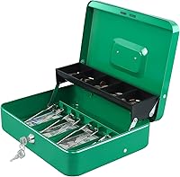 Vista 1 de xydled – Caja de efectivo con bandeja de dinero y cerradura de llave, escalonada, 4 espacios para billetes/5 ranuras para monedas, 11.8" x 9.5" x