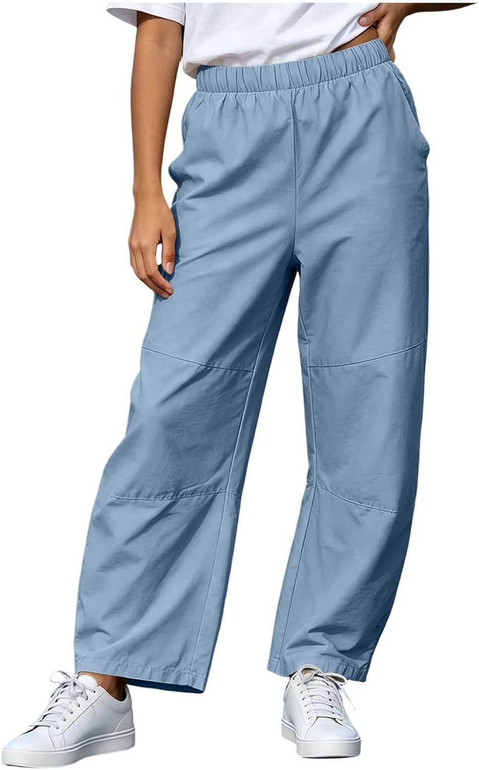 Womens Elastic Waist Wide Leg Pants Lightweight Loose Outdoor Pants