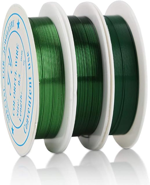 VGOODALL 3 Rolls Floral Wire Stems 0.76 mm|38 Yards Green Florist Craft Wire Thick Floral Stem Wire For Flower Stub Stem Handmade Wreath DIY Craft Corsages Decoration