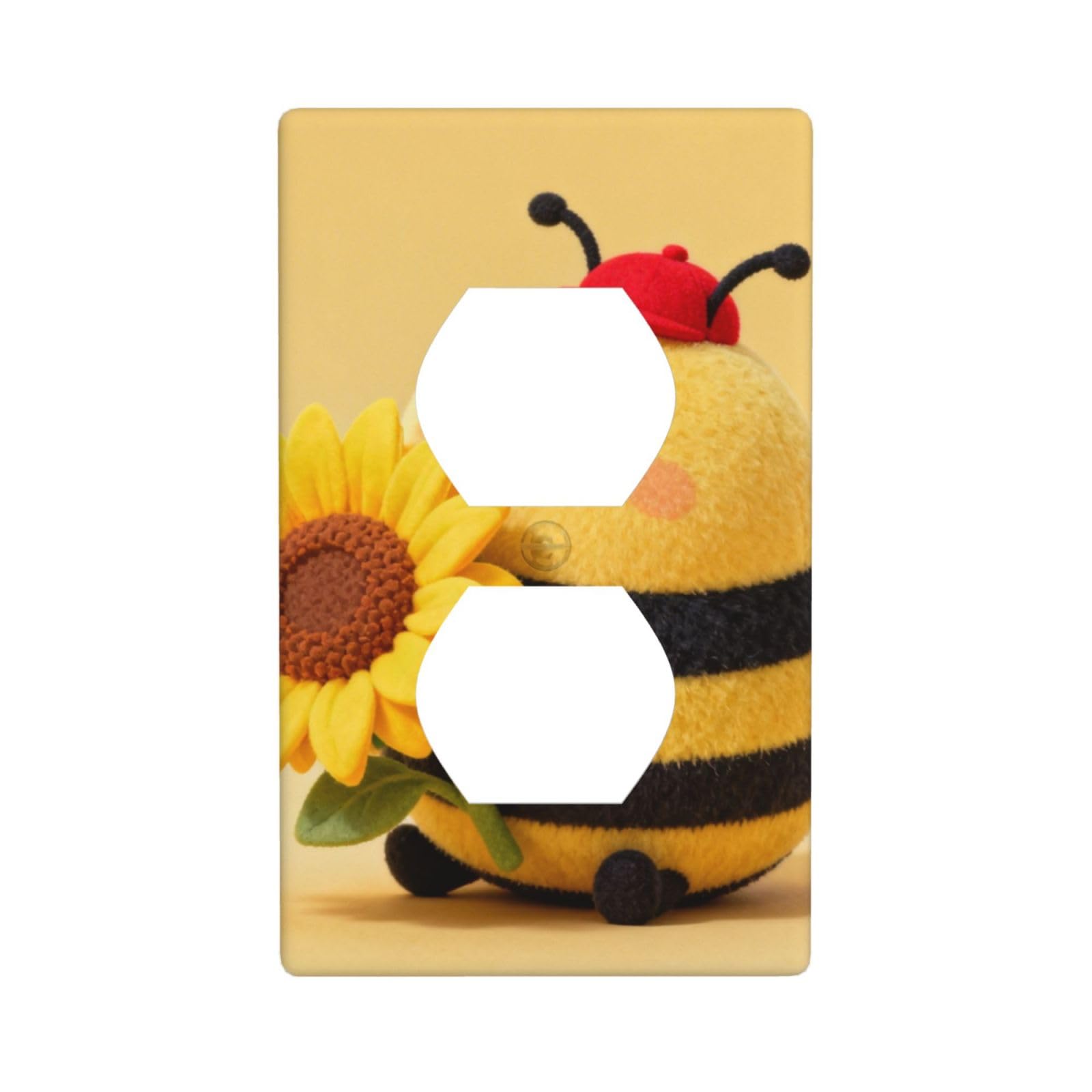 Cute Bee Decorative Switch Plate Cover-Unbreakable Polycarbonate Wall Plate for Home Office, 1 Gang with Screws