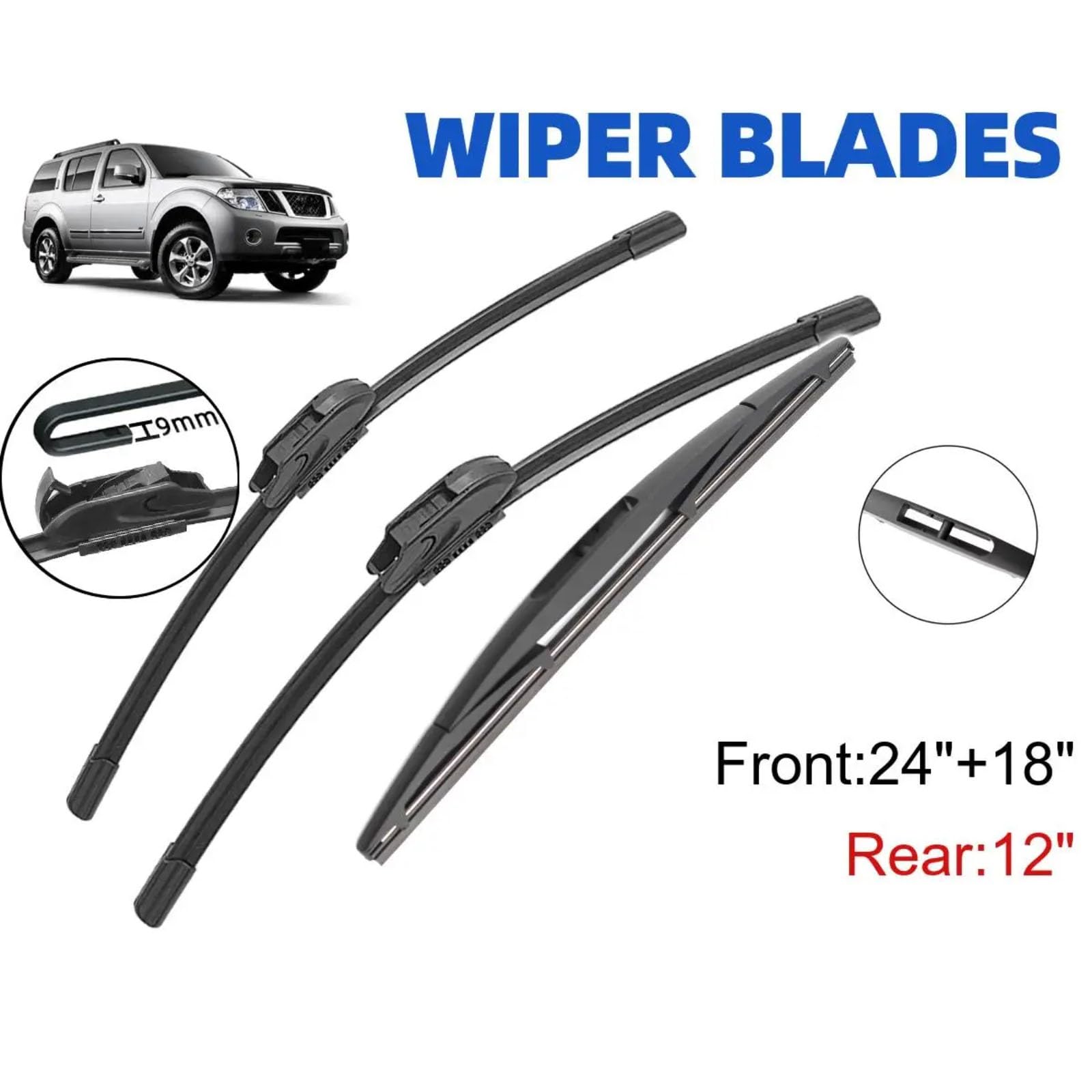 Juego Escobillas Limpiaparabrisas Compatible Con Nissan Para Pathfinder R51 2005-2012 Piezas Recambio Ventana Trasera Delantera Limpiaparabrisas coche