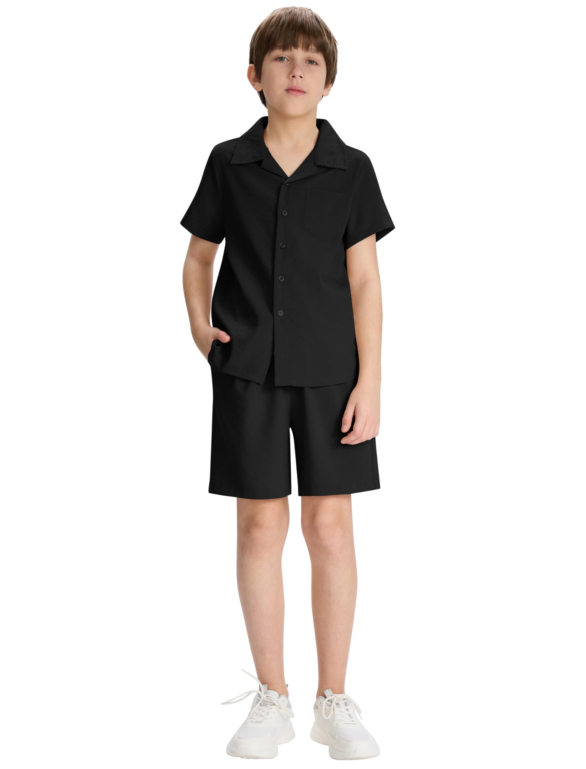 MoFiz Conjuntos Corto Niño Verano Conjuntos de ropa Para Vacaciones en la playa Chándal Informales Deportivos Manga Corta Camisas Botón y Pantalones Cortos