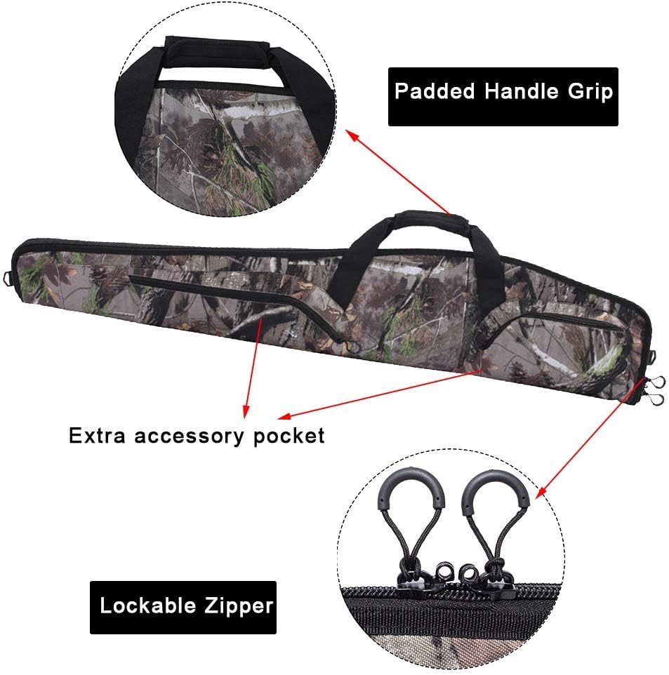 Waxaya 40/44/48/52 Inch Scoped Rifle Case Soft Shotgun Carrying Bag with Accessory Zipper Pockets - Image 3
