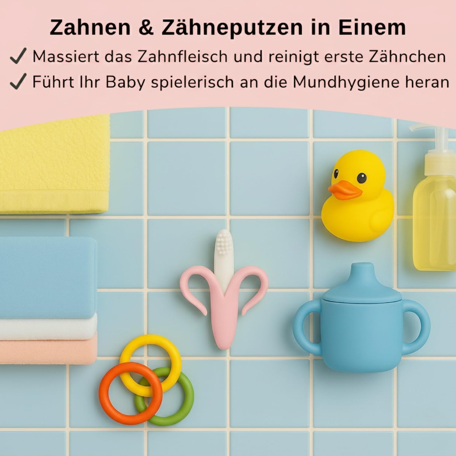 Teether for Babies - Banana Teething Toothbrush with Free Pouch (Pink), 1 Stück (1er Pack) - Image 4