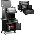 IRONMAX Rolling Tool Chest, 2-in-1 Widened Heavy Duty Steel 6-Drawer Tool Cabinet with Lockable Top Toolbox & 4 Universal Wheels, Detachable Tool Box Organizer for Garage Warehouse Repair Shop, Black