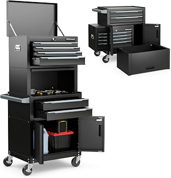 IRONMAX 3-in-1 Steel Rolling Tool Chest, 6 Drawers and Storage Compartment