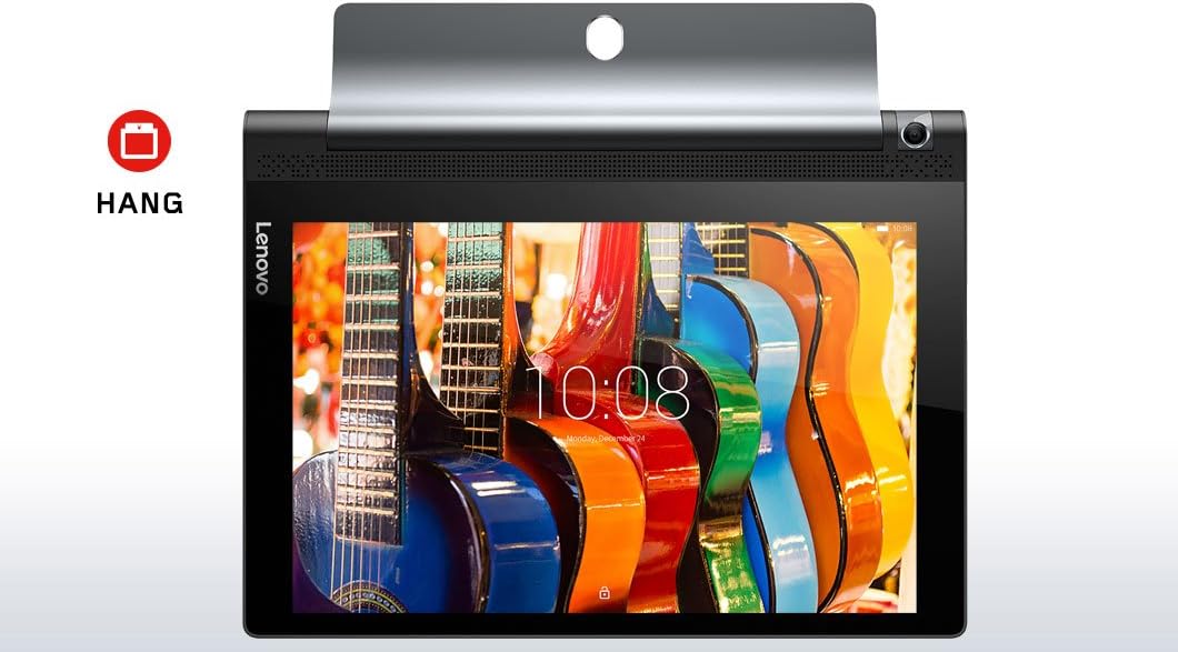 Lenovo Yoga Tab 3 10 hanging from a hook in Hang mode
